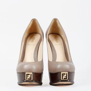 Fendi Fendista Taupe Leather Pumps